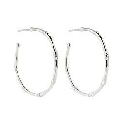 Silver Bamboo Stud Hoop, Antitarnish