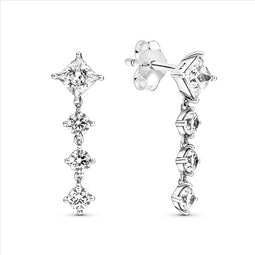 Sterling Silver Stud Earrings With Clear Zirconia