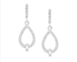 Ss Wh Cz Open Tear Drop Earrings W/ Baguette