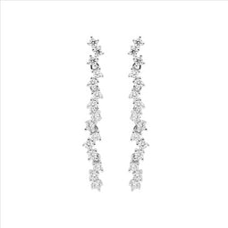 Ss Wh Cz Staggered 4Cm Drop Earrings