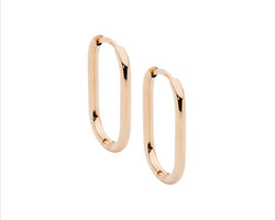 Stainless Steel 20Mm Oval Hoop Earrings W/Rose Gold Ip Plating