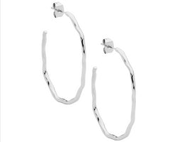 Stainless Steel 40Mm Wave Hoop Earrings