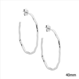 Stainless Steel 40Mm Wave Hoop Earrings