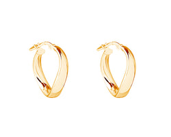 Yellow Gold Plated Silver Circular Wavy Hoop Earrings