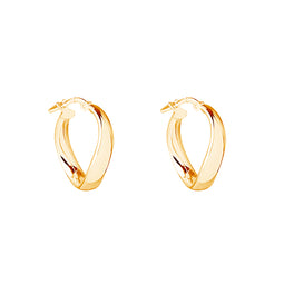 Yellow Gold Plated Silver Circular Wavy Hoop Earrings