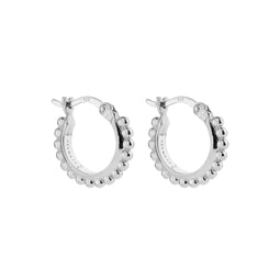 Silver Beaded Hoop Earrings