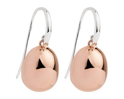 Rose Gold Plated Silver Egg On Swinging Hook Earrings