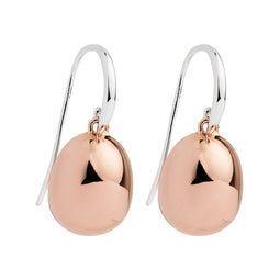 Rose Gold Plated Silver Egg On Swinging Hook Earrings