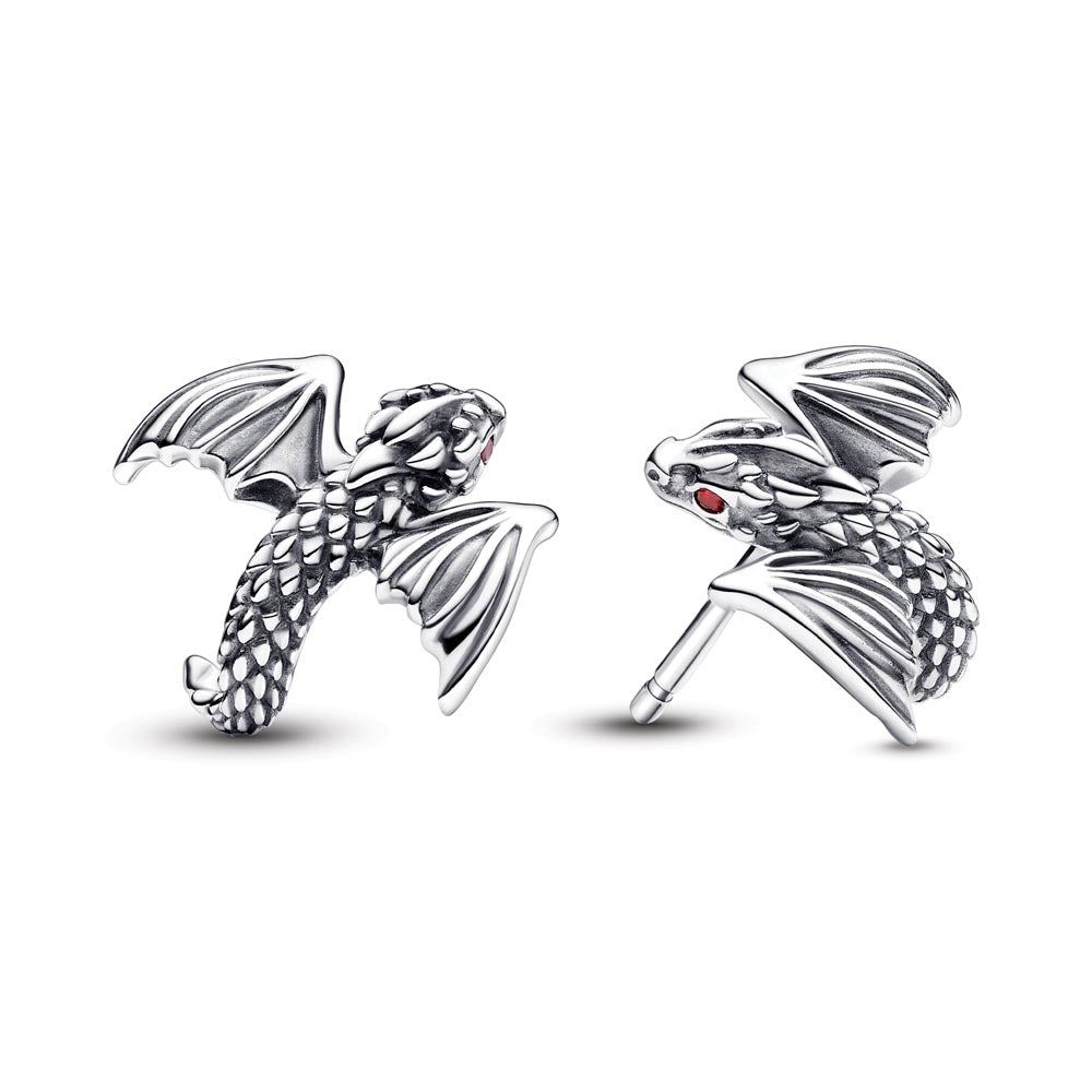 Project House Dragon Sterling Silver Stud Earrings With Salsa Red Crystal
