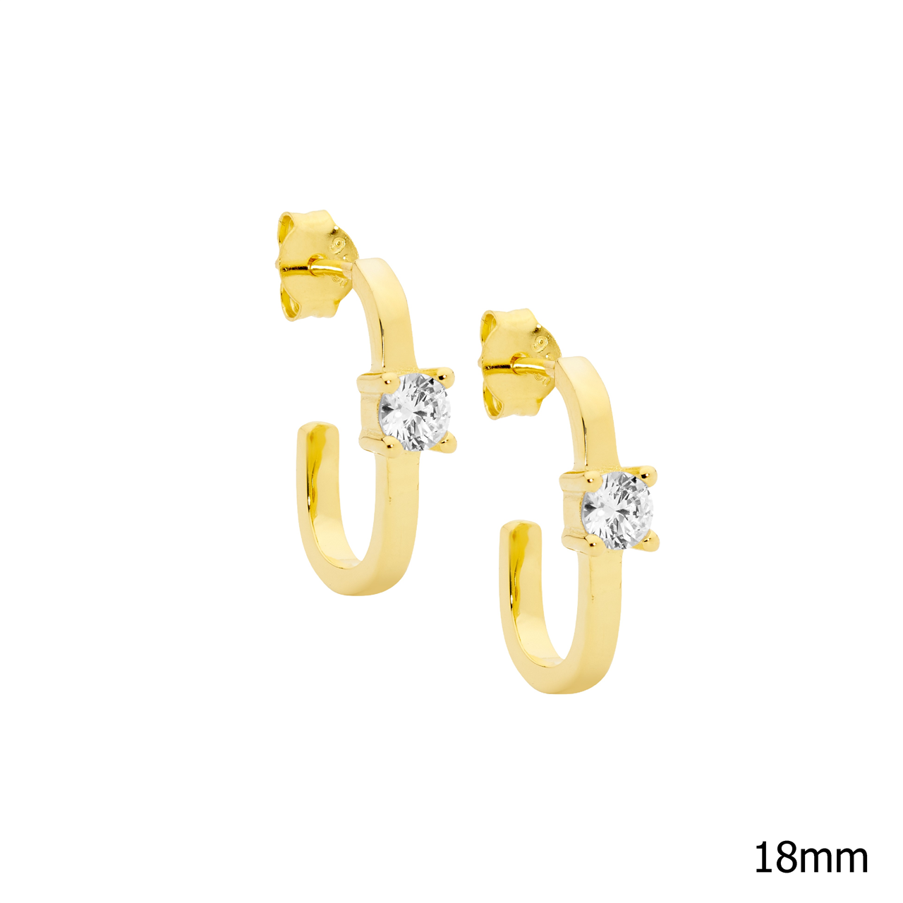 Ss 18Mm Oval Earrings W/ 4Mm Wh Cz, Gold Plating