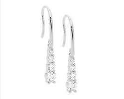 Ss 4 Round Wh Cz Gradual Drop Earrings On Shp/Hook