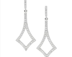 Ss Wh Cz 40Mm Open Diamond Shape Drop Earrings