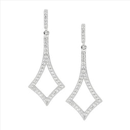 Ss Wh Cz 40Mm Open Diamond Shape Drop Earrings