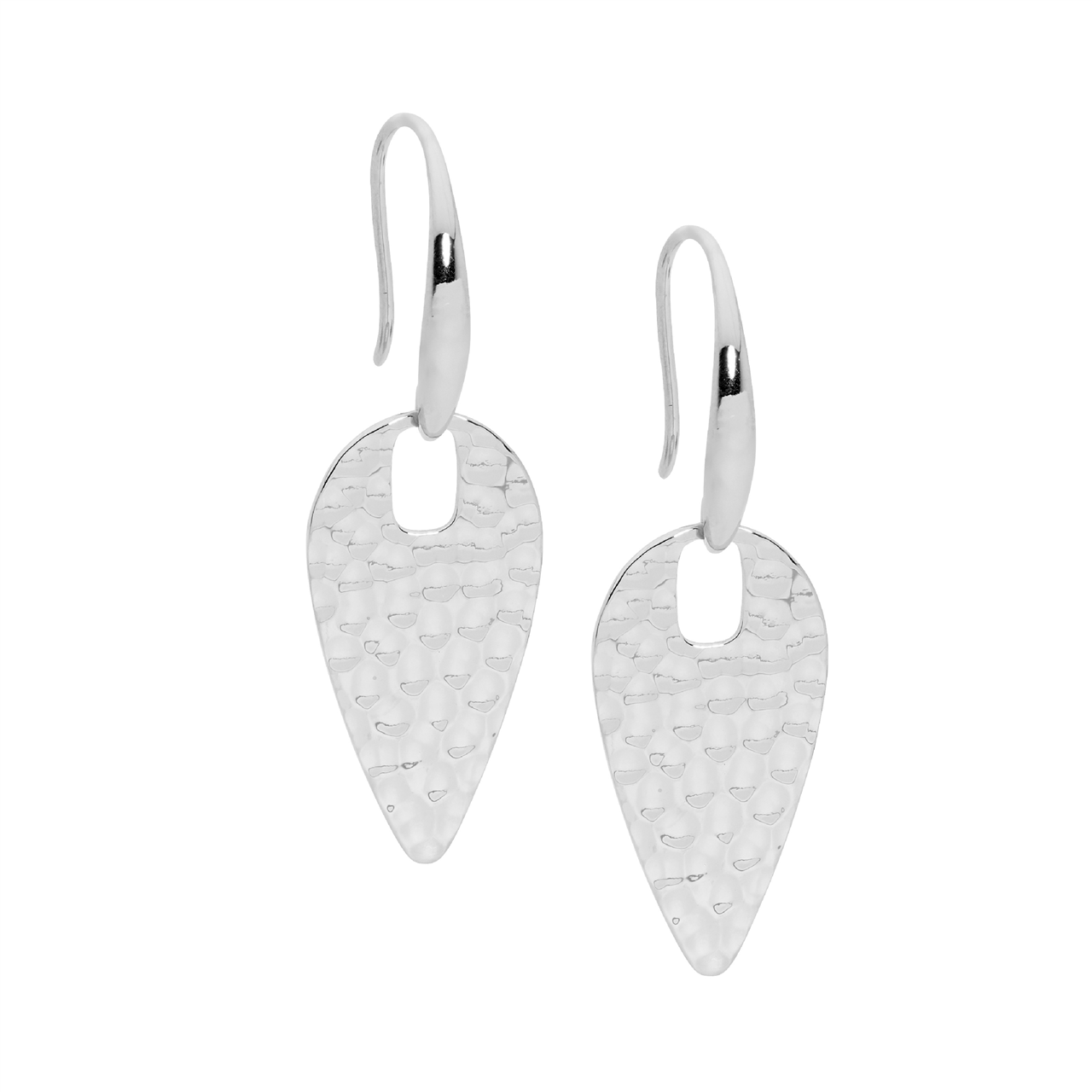Stainless Steel Hammered Spear Drop Earrings