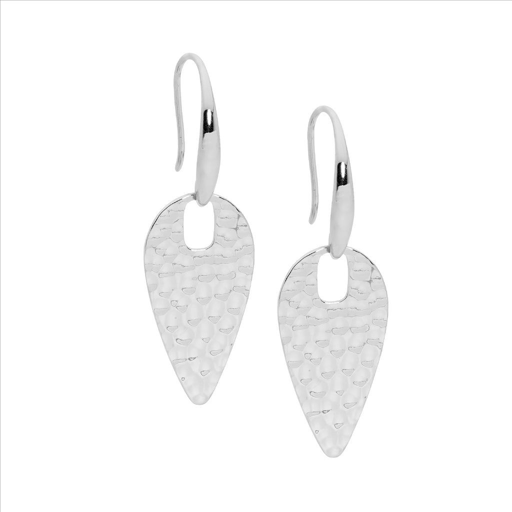 Stainless Steel Hammered Spear Drop Earrings