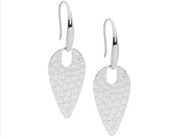 Stainless Steel Hammered Spear Drop Earrings