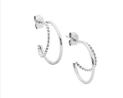 Stainless Steel 20Mm Dble Hoop Earrings W/ Twist