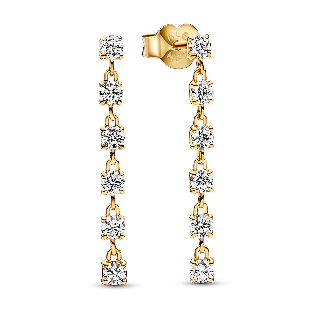 14K Gold-Plated Drop Earrings With Clear Cubic Zirconia
