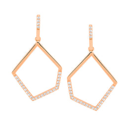 SS WH CZ open abstract drop earrings w/ rose gold plating