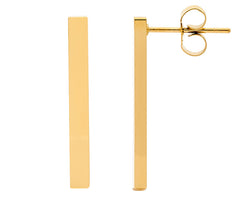 Stainless Steel 24mm Bar Earrings w/ Gold IP Plating