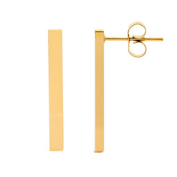 Stainless Steel 24mm Bar Earrings w/ Gold IP Plating