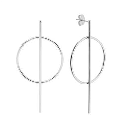 Stainless Steel 3cm Open Circle w/ Long Bar Earrings