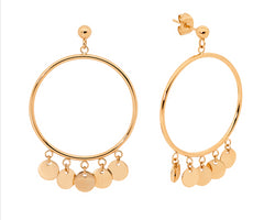 Stainless Steel 3cm Open Circle, 5x Disk Earrings & Rose Gold IP Plating