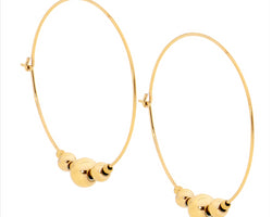 Stainless Steel 3cm Hoop Earrings w/ ball feature, ALL Gold IP Plating