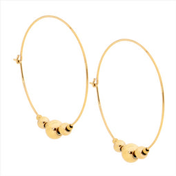 Stainless Steel 3cm Hoop Earrings w/ ball feature, ALL Gold IP Plating