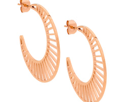 Stainless steel 3.5cm hoop earrings, open line feature w/rose gold IP plating