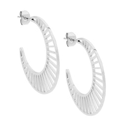 Stainless steel 3.5cm hoop earrings, open line feature
