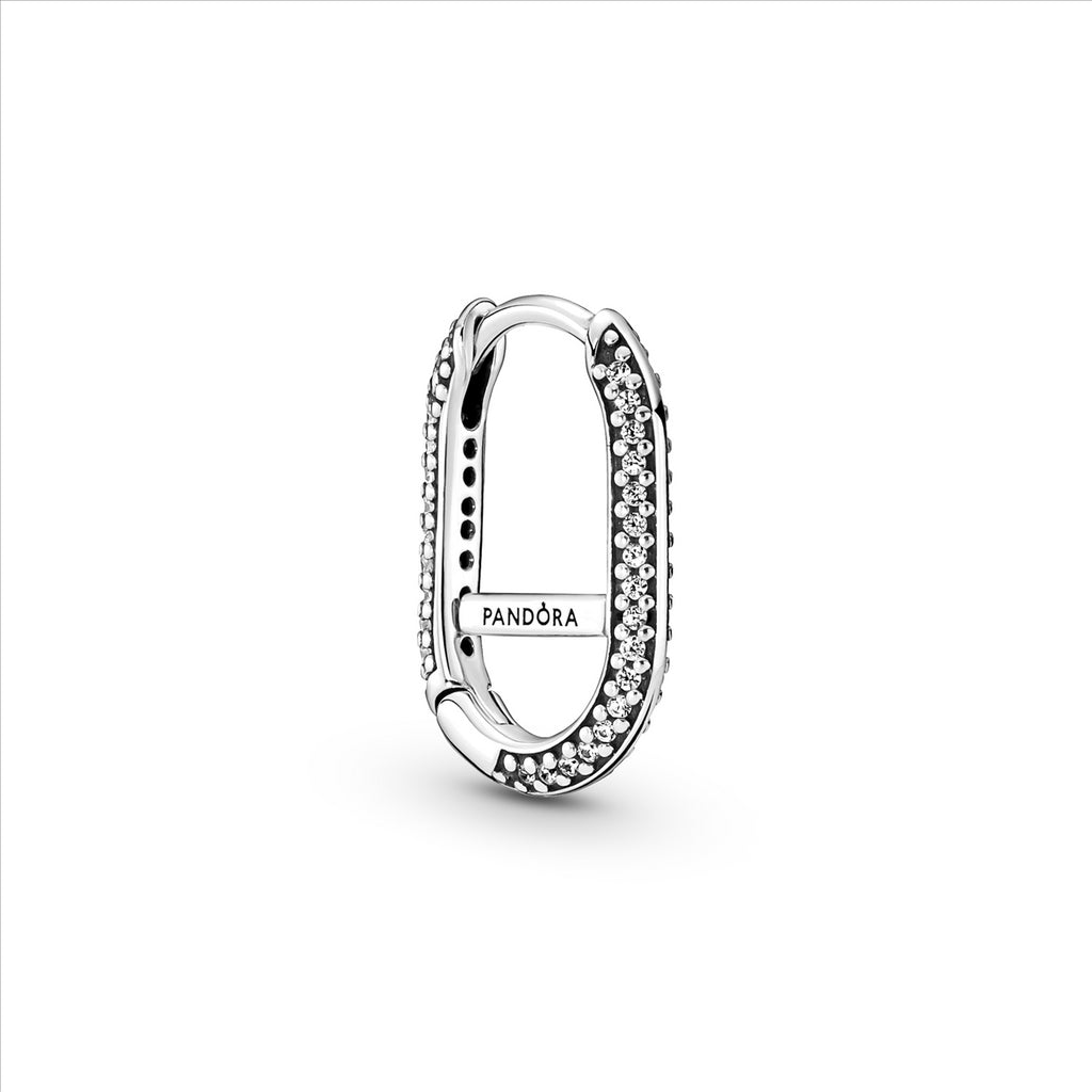 Pandora Me Silver Pave Link Earring w Clear CZ