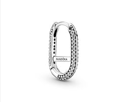 Pandora Me Silver Pave Link Earring w Clear CZ