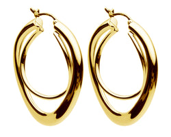 Yellow Gold Plated Sterling Silver Double Hoop Earrings