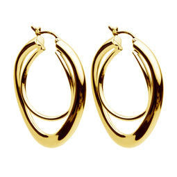 Yellow Gold Plated Sterling Silver Double Hoop Earrings