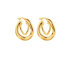 Yellow Gold Plated Sterling Silver 22X5mm Double Hoop Earrings