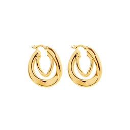 Yellow Gold Plated Sterling Silver 22X5mm Double Hoop Earrings