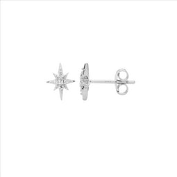 Sterling Silver Cz Star Stud Earrings