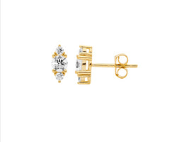 Sterling Silver Gold Plated Cz Stud Earrings