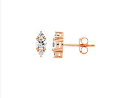 Sterling Silver Rose Gold Plated Cz Stud Earrings