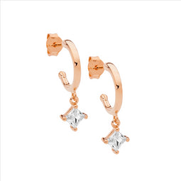 Sterling Silver Rose Gold Plated 13Mm Hoop Earrings