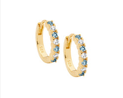 Sterling Silver Gold Plated Cz 14Mm Hoop Earrings