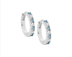 Sterling Silver Spinel & Wh Cz 14Mm Hoop Earrings