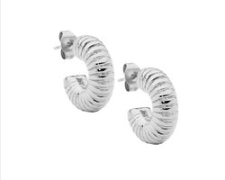 Stainless Steel Corrugated 17Mm Hoop Earrings