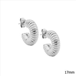 Stainless Steel Corrugated 17Mm Hoop Earrings