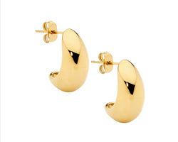 Stainless Steel Gold Plated Teardrop Earrings