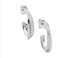 Ss 18Mm Cross Over Oval Hoop Earrings 1X Wh Cz