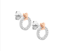 Ss Wh Cz 9Mm Circle W/Rose Gold Plated X