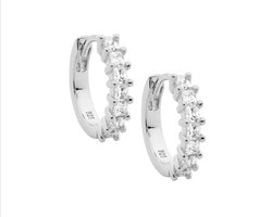 Ss Wh Cz Princess Cut 14Mm Hoop Earrings