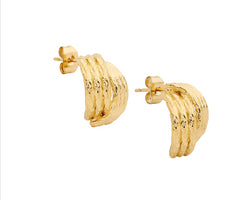 Stainless Steel Cross Over 17Mm Hoop Earrings, Gold Ip Plated
